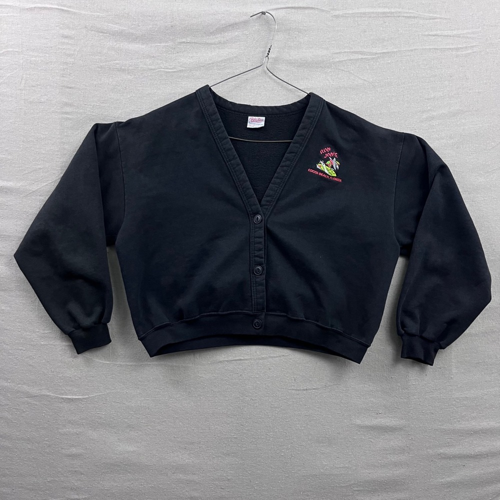 Ron Jon Surf Shop Cardigan Sweatshirt Womens OS Black V-Neck Embroidered USA - Picture 2 of 6